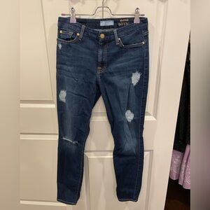 7 For All Mankind B(Air) Denim, The Ankle Skinny, Medium Wash Ripped Knee